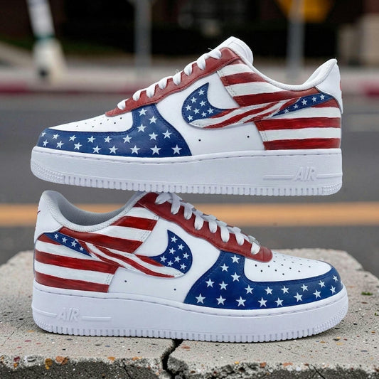 [HOT DEAL] NEW CUSTOMIZED PATRIOTIC AMERICAN FLAG AIR FORCE 1 SHOES